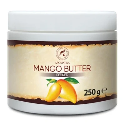 Obrázek Mangové máslo 250 g Mangifera Indica z Indonésie Emollient Mango olej základní pro velmi suchou pokožku vlasová kúra péče o pleť nehty ruce