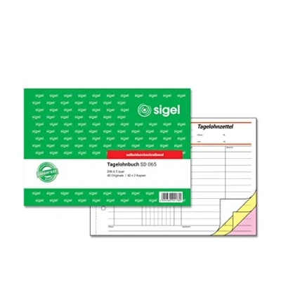 Obrázek Sigel SD065 Samokopírovací denní mzdová kniha, kříž A5, 40 listů, 1 kus