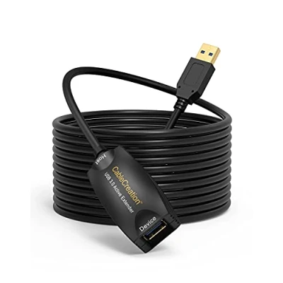 Obrázek CableCreation Aktivní USB 3. 0 prodlužovací kabel, 5m konektor na zdířku Kabel se zesílením signálu kompatibilní s Oculus Rift/Quest/Quest 2 VR/Link, Valve Index VR, Xbox one, tiskárnou atd. černý