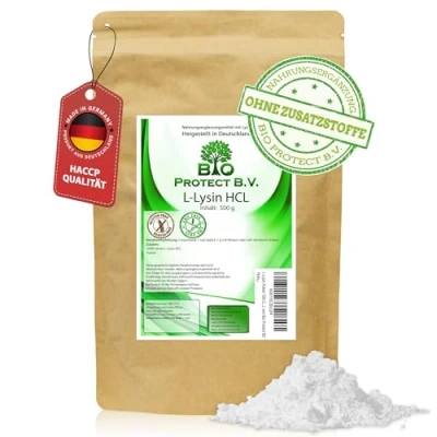 Obrázek L lysin prášek 500 gramů bez přísad 100% čistý a stearátu hořečnatého Vegan HCL od Bio Protect BV