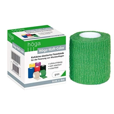 Obrázek Höga barva na lepicí pásku zelená 6 cm x 4 m natažená, kohäsive (samolepicí) elastická fixační obvaz, balení 2 ks (2 1 kus)