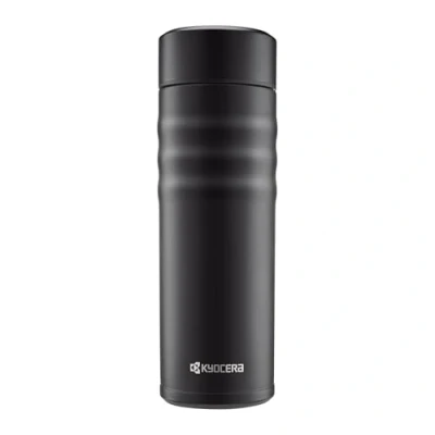 Obrázek Kyocera TWIST TOP isolierte Trinkflasche mit keramischer Innenbeschichtung schadstoff frei auslaufsicher leicht stylisch schwarz, 500 ml