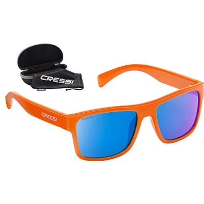 Obrázek Cressi Unisex sportovní sluneční brýle Spyke pro dospělé, oranžové/zrcadlové čočky modré, jednotná velikost