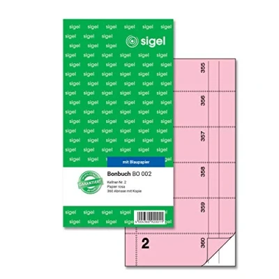 Obrázek SIGEL BO002 blok na bonbony, 360 odtrhánek, číšník č. 2, růžový, 10,5 x 20 cm, 2 60 listů