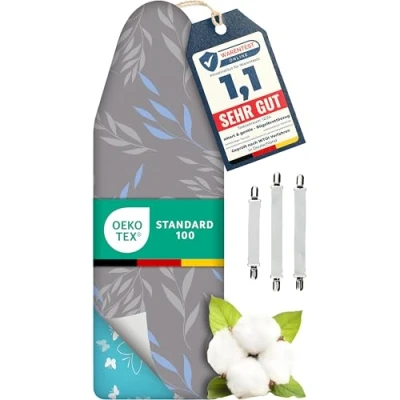 Obrázek Super Soft 5vrstvý potah na žehlicí prkno Turbo 140 x 40, vítěz z Německa, bavlněné polstrování ÖKOTEX, rychlejší s tepelným reflexem, 5 velikostí, EasyFit + napínák, XXL plocha 130 38 45 cm