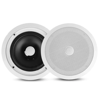Obrázek Pyle Home 8palcový stropní reproduktor pro montáž na stěnu pár 2cestných basových reproduktorů, regulovatelný frekvenční odezvou od 55 Hz do 22 kHz a 300 W Snadná instalace PDIC80