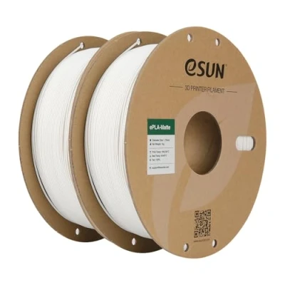 Obrázek eSUN Upgraded Matte PLA filament 1,75 mm, matný pro 3D tiskárny, lesklá barva, matovaná textura, 1 kg na cívku, 2 cívky krémově bílá