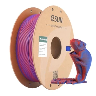 Obrázek eSUN Matte Dual Colour Filament, PLA Filament 1,75 mm, barva bez lesku, matná textura, 1kg cívka (2,2 LBS) struna pro 3D tiskárny, červená modrá