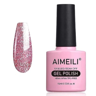 Obrázek AIMEILI UV LED gelový lak odstranitelný na nehty třpytky Gel Polish Rosa Multiflora (127) 10 ml