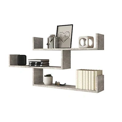 Obrázek Selsey Kassi Wandregal, Hängeregal, Bücherregal mit 3 Regalböden, 55 x 119 cm (Beton Smart)