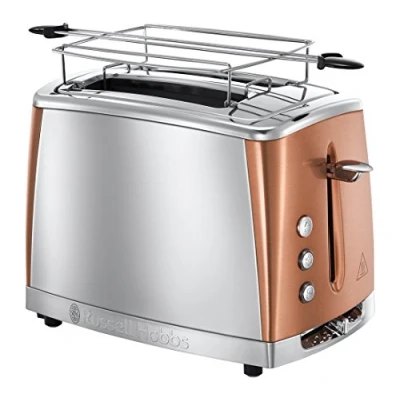 Obrázek Russell Hobbs Toaster [für 2 Scheiben] Luna Edelstahl Kupfer (extra breite Toastschlitze, inkl. Brötchenaufsatz, 6 Bräunungsstufen + Auftau &amp; Aufwärmfunktion, 1550W) 24290 56