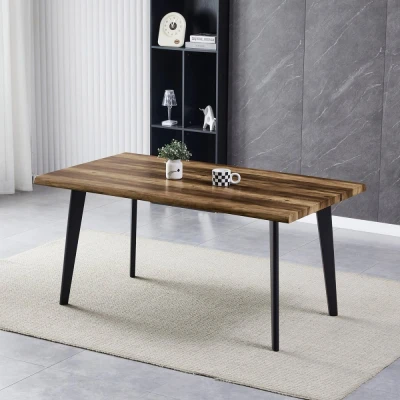 Obrázek Stůl jídelní, 160x90x75 cm, MDF deska, dekor staré dřevo, kov, černý lak HT F4416 OLW
