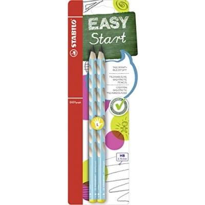 Obrázek Ergonomická trojhranná tužka pro leváky STABILO Easygraph v modré barvě balení 2 ks stupeň tvrdosti HB