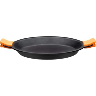 Obrázek Podprsenka Efektivní Paella pánev, hliníkové lití s nelepivým povlakem Teflon Platinum Plus, silikonové rukojeti 40 cm černá