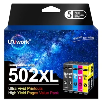 Obrázek 5er Pack 502XL Multipack Druckerpatronen Kompatibel für Epson 502 XL Patronen Workforce WF 2860 2865 2880 Expression Home XP 5100 XP5100 5105 XP5105 5150