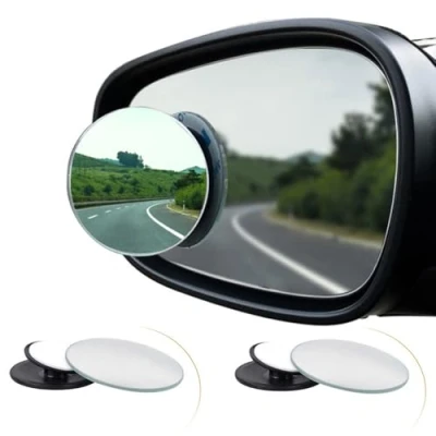 Obrázek Spurtar Úhlové zrcátko do auta (2 ks) Auto Mrtvý úhel zrcátka, bezrámové kulaté 360 nastavitelné HD konvexní zrcadlo mini samolepicí širokoúhlé zrcátko, Blind Spot Mirrow