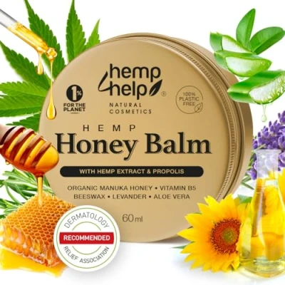Obrázek Manuka Honig konopná mast pro neurodermatitidu a ekzémy, lupy propolis, včelí vosk, Aloe Vera Dermatologicky doporučeno, léčí sucho, popraskaná kůže Návštěvy HEMP Help COSMETIC Store