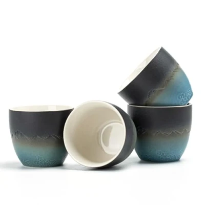 Obrázek TEANAGOO tazza da tè giapponese, 180 ml, blu navy sfumato, H23, 4 pezzi/scatola, tazze giapponesi, cinesi, giapponesi occupate, asiatiche senza manici,
