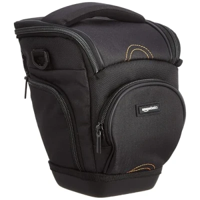 Obrázek Amazon Basics pouzdro přes rameno SLR pro tělo fotoaparátu a objektiv, odnímatelný popruh, vodotěsný, nárazuvzdorný, polstrovaný, jednobarevný, na příslušenství černá