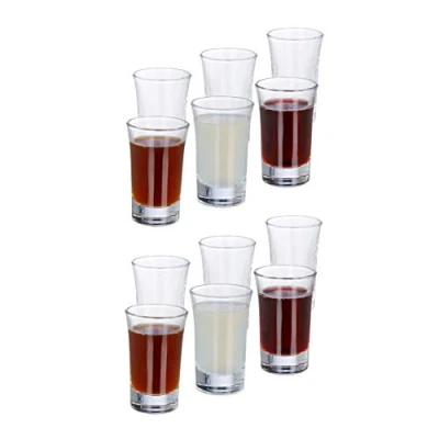 Obrázek Relaxdays 12dílná sada sklenic, ze skla, 4 cl, tequily, vodka, káva, party, výstřely, vhodné do myčky, průhledné