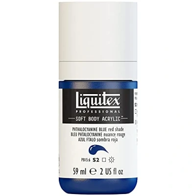 Obrázek Liquitex 1959314 profesionální akrylová barva Soft Body umělecká v krémové krycí konzistenci, vysoká pigmentace, stálobarevná a odolná proti stárnutí, 59 ml láhev ftalová modrá (červený odstín)