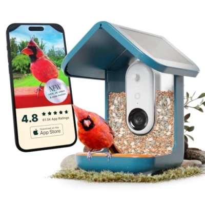 Obrázek Bird Buddy Pro Solar Smart Vogelfutterstation mit Kamera AI Vogelarten Identifikation, 5 MP Fotos, 2K Ultra Video Live Stream Kamera, Zeitlupenvideo, 6,6 cm Fokus Blue