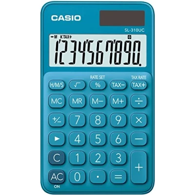 Obrázek CASIO Kapesní kalkulačka SL 310UC, 10místná, trendové barvy, výpočet řízení, rozdělení tisíců, solární provoz na baterie, 0,8 x 7 11,8 cm