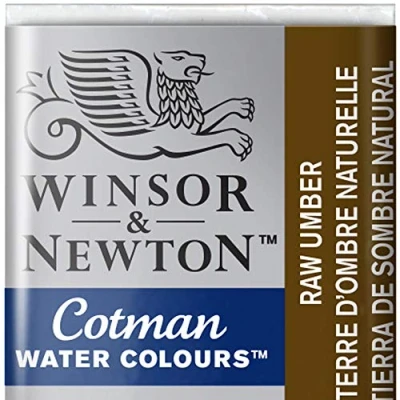 Obrázek Winsor &amp; Newton Akvarelová barva 0301554 Cotman s dobrou průhledností, vynikající tónováním a dobrými vlastnostmi pro malování, na vodu v 1/2 pánvi přírodní umbra