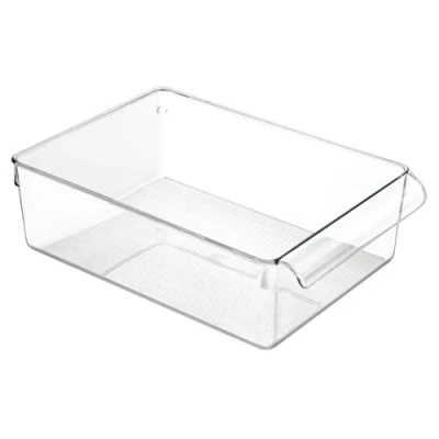 Obrázek Úložný box iDesign s rukojetí, velká dóza bez víka z plastu, kuchyňský organizér na zásobníky, lednici a zásuvku, průhledný