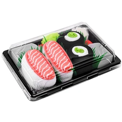Obrázek Rainbow Socks Dámské pánské Sushi ponožky losos Nigiri okurky Maki 2 páry, Salmon/Maki