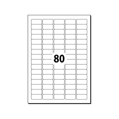 Obrázek SIGEL LA203 Etikety samolepicí, potiskovatelné, znovu odstranitelné beze zbytků, bílá mini, 35,6 x 16,9 mm, 2000 etiket = 25 listů, zaoblené