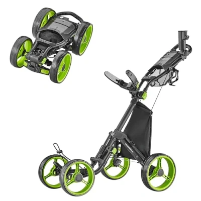 Obrázek CaddyTek Explorer V8 golfový vozík se 4 koly, kompaktní, lehký, skládací, limetková zelená