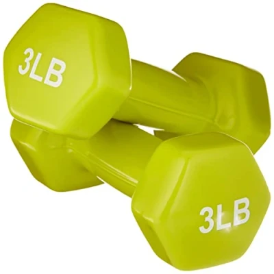 Obrázek Amazon Basics Krátké činky s vinylovým povrchem, 1,4 kg (1,4 kg), žlutozelená, 2 kusy, citrón