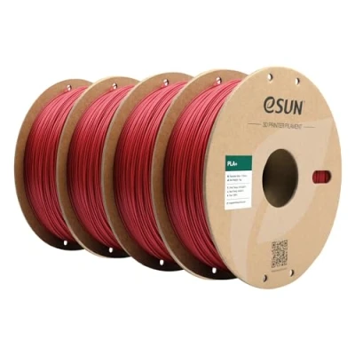 Obrázek eSUN PLA+ Filament 1,75 mm, PLA pro 3D tiskárny, přesnost rozměrů +/ 0,03 1 kg na cívku, 4 cívky struna ohnivě červená