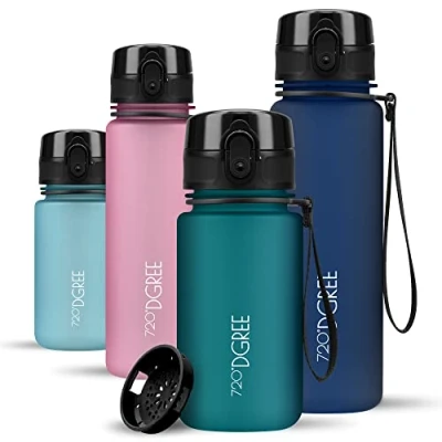 Obrázek 720DGREE láhev na pití pro děti 350 ml &quot;uberBottle&quot; soft Touch + sítko zabezpečená proti vytečení, bez BPA do školky, školy, dívky a chlapce od 3 let malá vodu lehká, odolná
