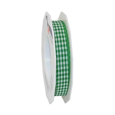 Obrázek PRÄSENT Vichy Geschenkband grün/weiß, 20 m Dekoband zum Verzieren &amp; Basteln, 15 mm Breite, Kariertes Band für Bunte Dekos Geschenkverpackungen, zu feierlichen Anlässen