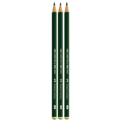 Obrázek Faber CASTELL 111098 3 tužky 9000, stupeň tvrdosti: 2B, barva dříku: zelená