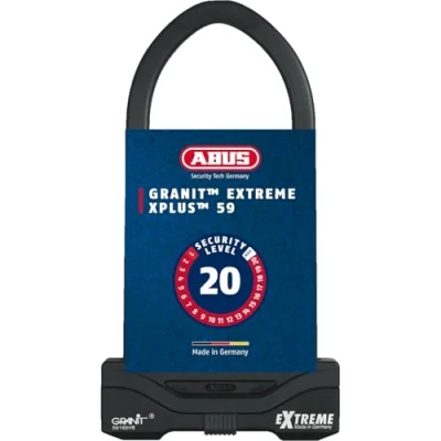 Obrázek ABUS zámek Granit Extreme 59 na motocykl a jízdní kolo s válcem XPlus nejvyšší bezpečnostní úroveň 20 výška třmenu 260 mm