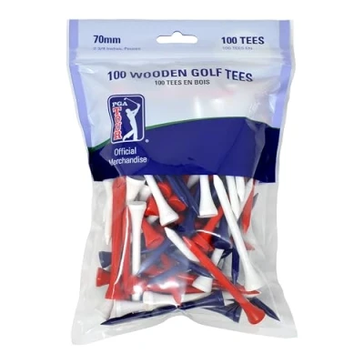 Obrázek PGA Tour Unisex dospělí, červená/bílá/modrá golfové čaje ze dřeva, 7 cm, 100 kusů, jednotná velikost