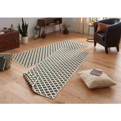 Obrázek NORTHRUGS Vnitřní a venkovní koberec Nice 80 x 350 cm otočný odolný proti povětrnostním vlivům, moderní geometrický vzor, běhoun na balkon, terasu, zahradu, zimní do