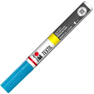 Obrázek Marabu 01190003592 Textilní Painter Glitter petrol 592, tloušťka čáry cca 3 mm, tužka na látku pro světlé a tmavé látky, vodní bázi, měkká rukojeť, po fixaci lze prát do 40 C