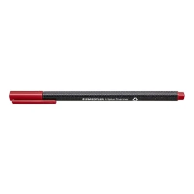 Obrázek STAEDTLER 334 29 Triplus Fineliner (trojúhelník, super jemný, kovový olemovaný hrot, šířka čáry cca 0,3 mm, 10 kusů) karmínově červená