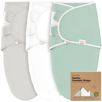 Obrázek KeaBabies 3 balení Bio Swaddle spací pytel Baby Pucksack 0 měsíce pro novorozence, měkký a pohodlný puk šátek dívky, chlapce, prodyšný (Sage)