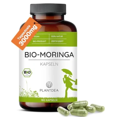 Obrázek Kapsle Bio Moringa I 3000mg denní dávka 180 kapslí vysoké dávky laboratorně testováno prášek veganský přípravek bez přísad PlantDEA