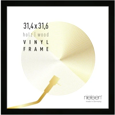 Obrázek nielsen rám gramofonové desky, 31,4 x 31,6 cm, dřevo, černý, vinylový k zavěšení ve formátu na výšku a šířku, nerozbitné umělé sklo, vinyl dřevo