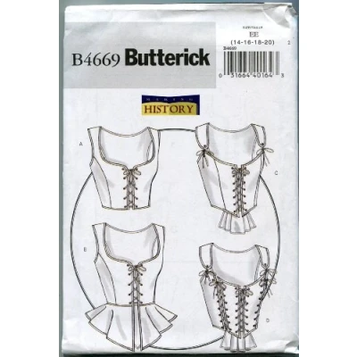 Obrázek Butterick Patterns B4669 Size EE 14 16 18 20 Misses Corset, Pack of 1, White