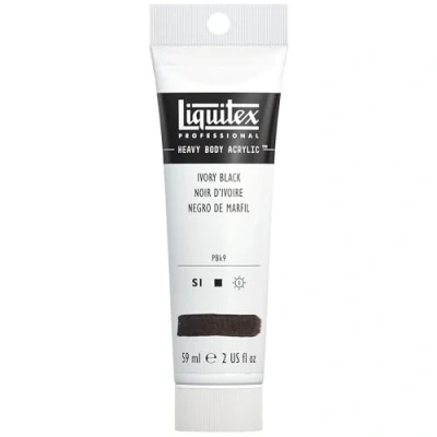 Obrázek Liquitex 1045244 Professional Heavy Body akrylová barva v umělecké kvalitě s vynikající světlostálostí máslové konzistenci, 59 ml tuba slonovinová černá