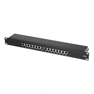Obrázek LogiLink Professional NP0076 plně stíněný Cat 6A Patch/distribuční pole s 16 porty, PoE a PoE+, (1 výšková jednotka) černá