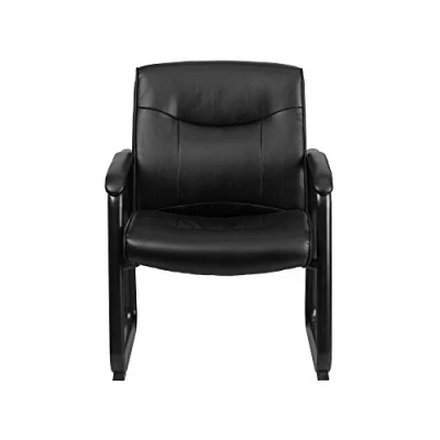 Obrázek Flash Furniture Hercules Big and Tall Chefsessel für den Empfang mit Kufengestell, Leder, Metall, Schwarz, 75,6 x 62,9 44,5 cm