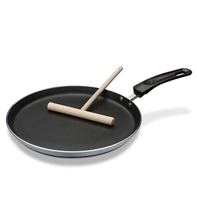 Obrázek GSW šedá/černá 456722 hliníková pánev na palačinky indukční 26 cm vč. rozdělovače těsta, cm, 2 jednotky